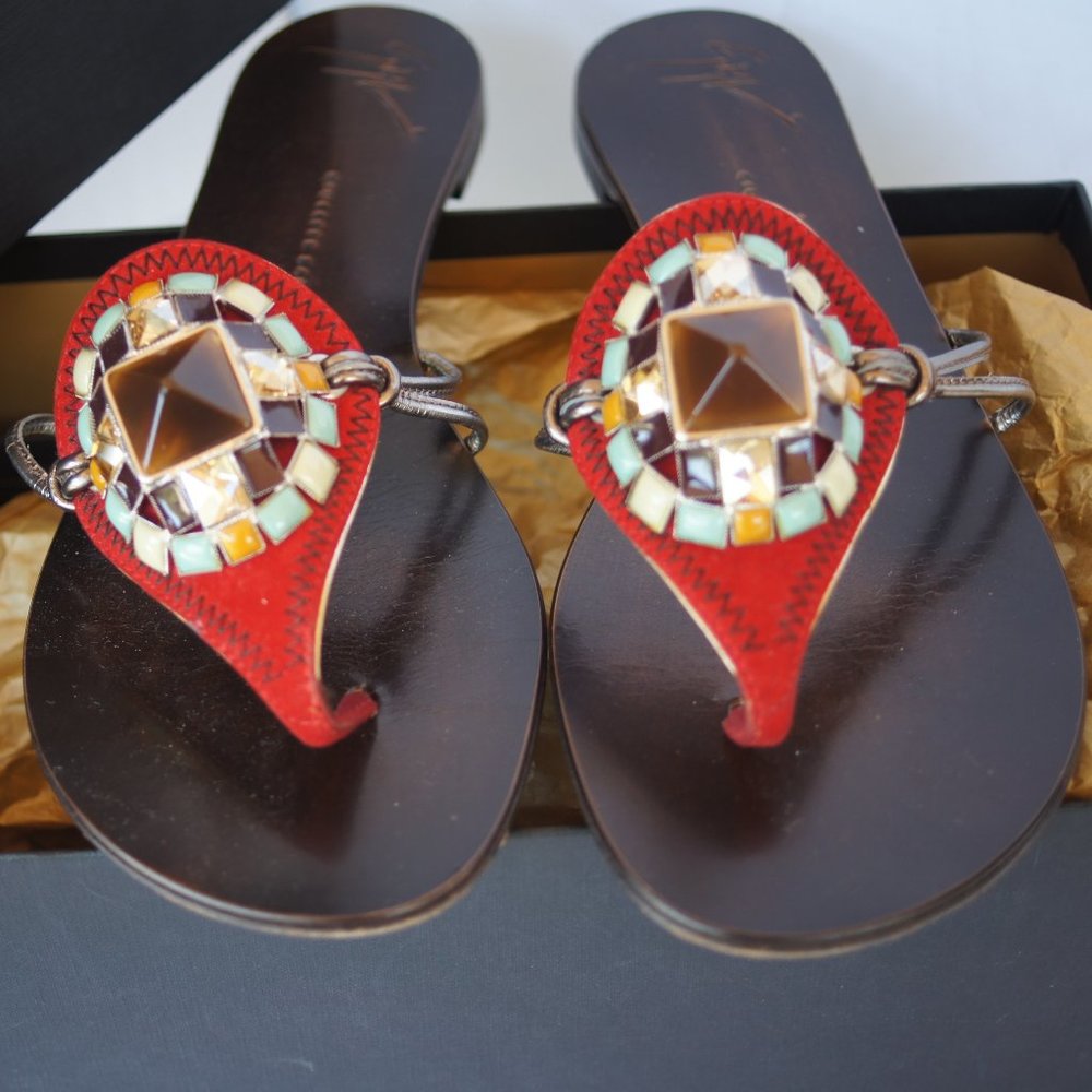 Giuseppe Zanotti Vero Cuoio Black Sandals Size 8.5